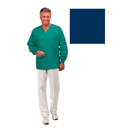 Unisex Long Sleeve Scrub Shirt, Non-Reversible, Navy, M